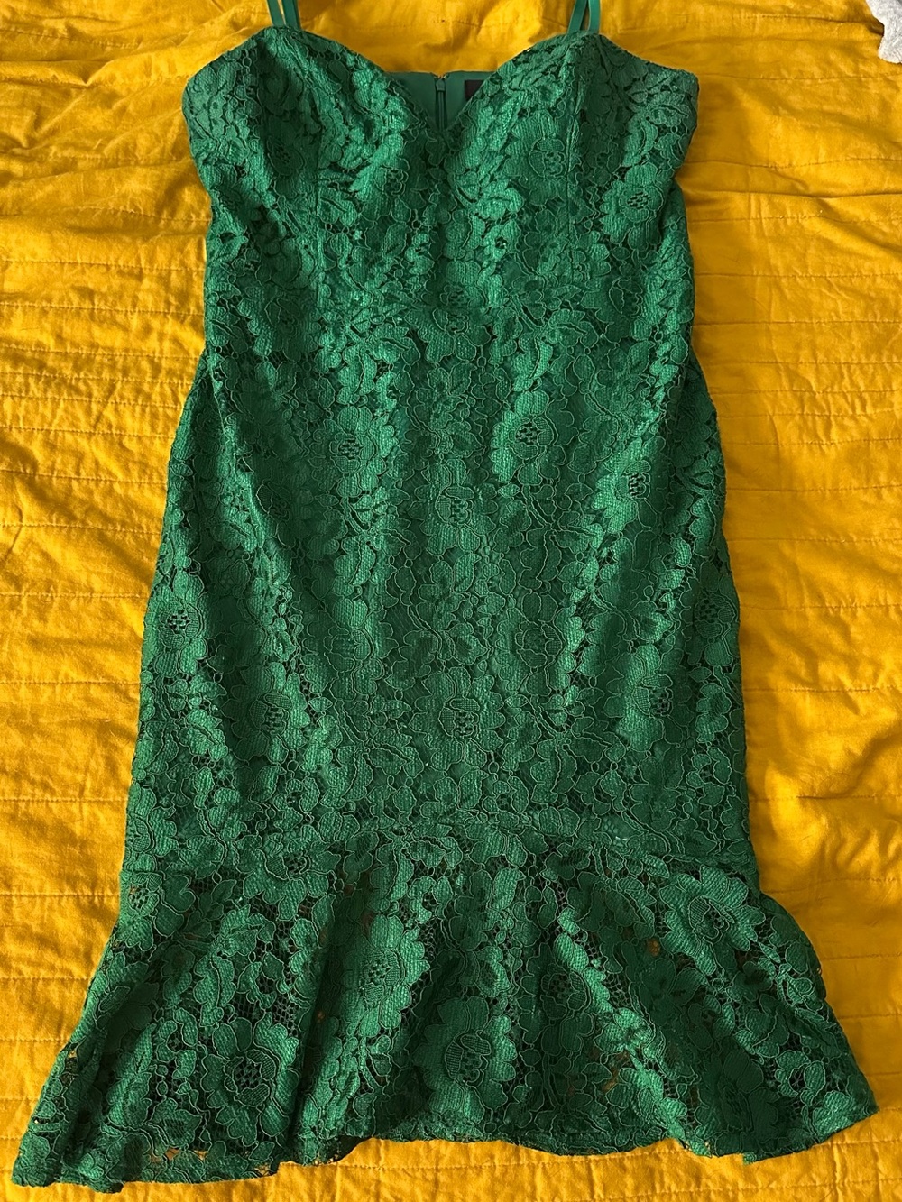 Guess Emerald Green Lace Mermaid Midi Dress
